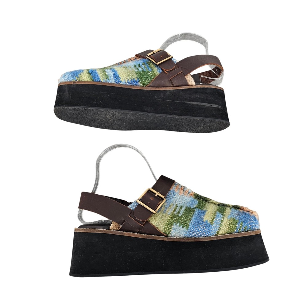 Free People Astrid Clog Platform Shoes Leather Slingback Woven 8.5 4602742 - Picture 5 of 11
